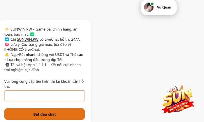 Liên hệ ngay trên livechat nếu bạn không muốn rời khỏi phiên chơi
