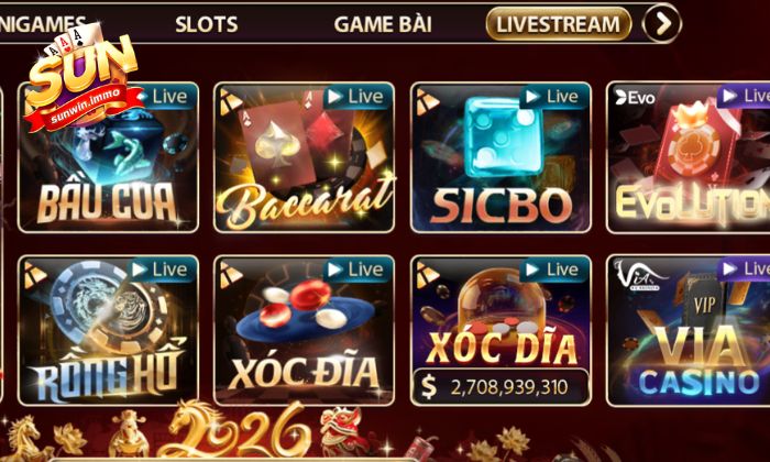 Chọn Sicbo tại danh mục livestream trên giao diện chính