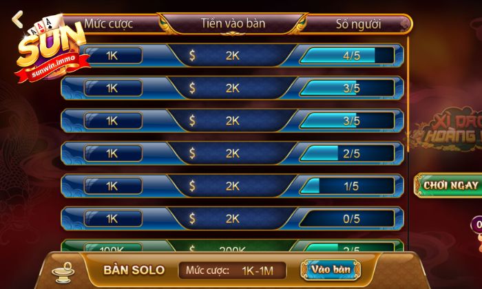 xì dách sunwin Xì dách tại Sunwin có nhiều mức cược khác nhau